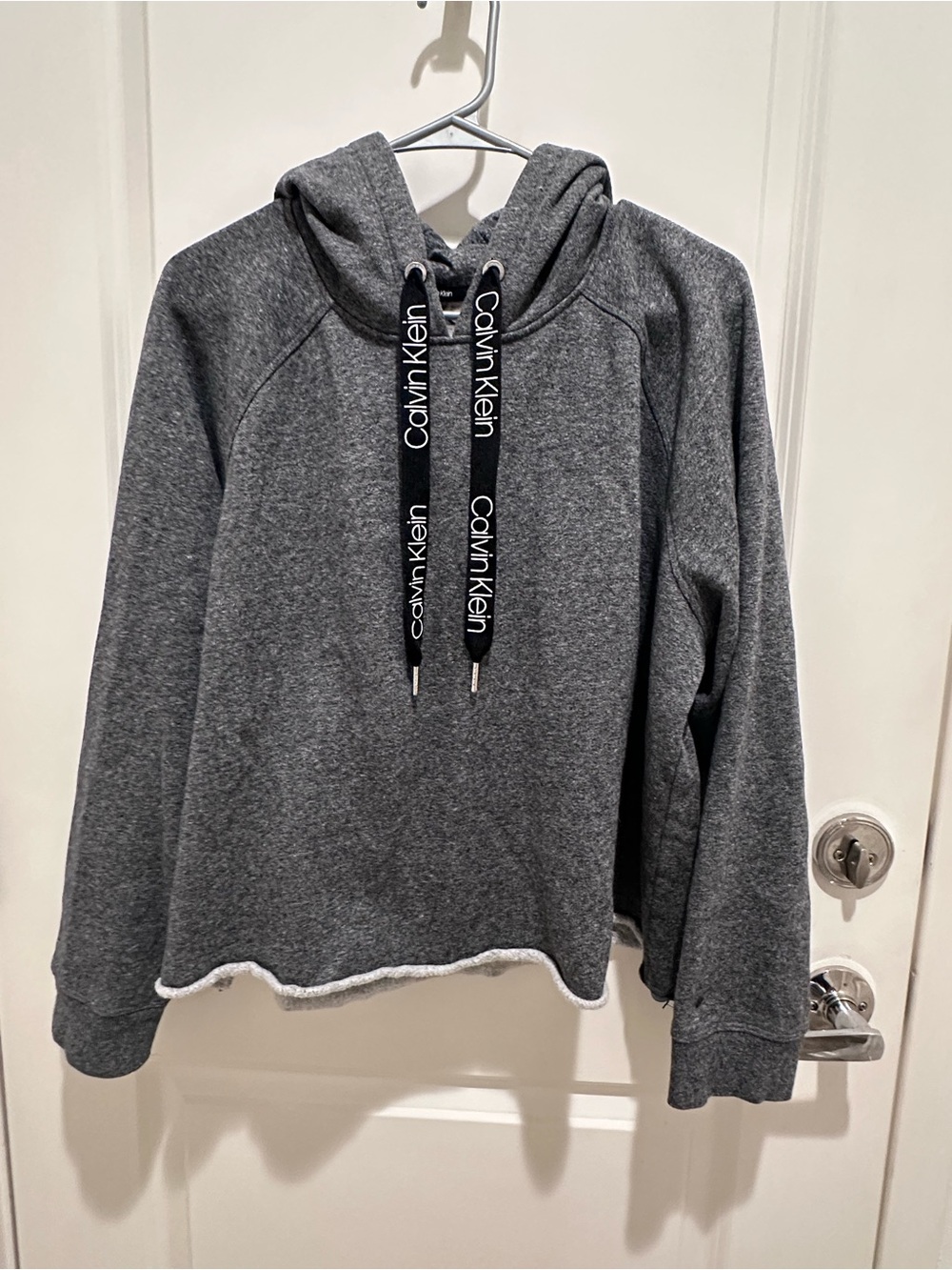 Calvin Klein Charcoal Gray Branded Drawstring Hoodie